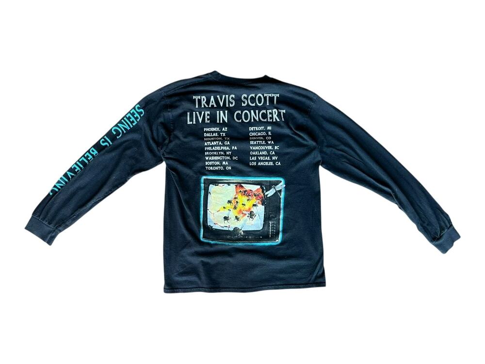 TRAVIS SCOTT LIVE IN CONCERT LONG SLEEVES T SHIRT BLACK MENS SIZE MEDIUM STREET